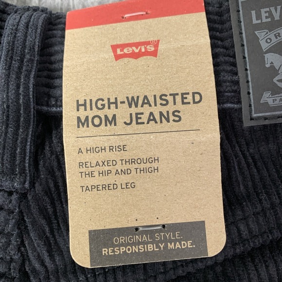 New Levis 506 Corduroy Jeans Womens 28x30 High-Rise Mom Tappered Leg Black NWT - Picture 4 of 10